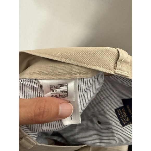 Brooks Brothers Chino Pleated Pants Men 40x30 Lot Of 2 Beige Cream Cotton Preppy - Picture 8 of 14